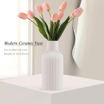 Elegant White Ceramic Flower Vase for Modern Homes
