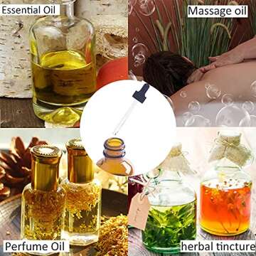 BPFY 24 Pack 2 oz Amber Glass Dropper Bottles, Eye Dropper Bottles WithFunnels, Chalk Labels,1 Pen, Tincture Bottles With Eye Droppers for Essential Oils, Massage Oil, Beard Oils, Perfume Oils