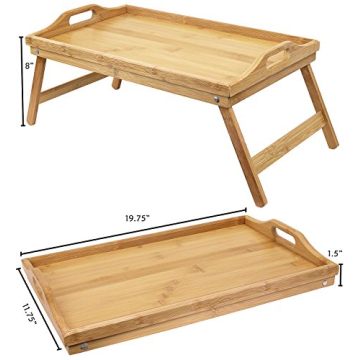 Greenco Bamboo Bed Tray Table Foldable Sturdy Stylish