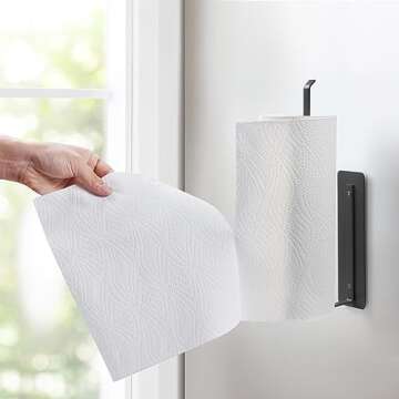 EASTTOWEST Magnetic Paper Towel Holder,Black Towel Bar Rack for Refrigerator BBQ Grills Griddles Toolbox RVs Tailgates,Heavy Duty Strong Magnet Backing,12”(L) x 3”(H),Fit All US Paper Roll