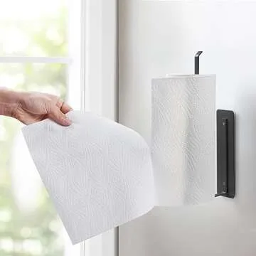 EASTTOWEST Magnetic Paper Towel Holder,Black Towel Bar Rack for Refrigerator BBQ Grills Griddles Toolbox RVs Tailgates,Heavy Duty Strong Magnet Backing,12”(L) x 3”(H),Fit All US Paper Roll