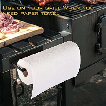 EASTTOWEST Magnetic Paper Towel Holder,Black Towel Bar Rack for Refrigerator BBQ Grills Griddles Toolbox RVs Tailgates,Heavy Duty Strong Magnet Backing,12”(L) x 3”(H),Fit All US Paper Roll