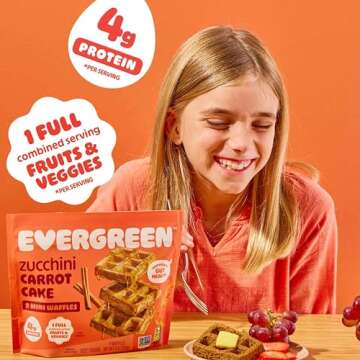 Evergreen Zucchini and Carrot Cake Waffles, 100% Whole Grain, 1 Full Combined Serving of Fruits & Ve...