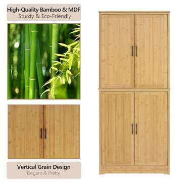 Eco-Friendly VEIKOU Kitchen Pantry Cabinet with Storage