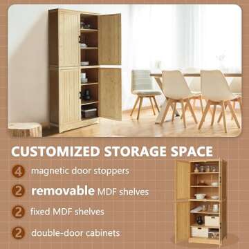 Eco-Friendly VEIKOU Kitchen Pantry Cabinet with Storage