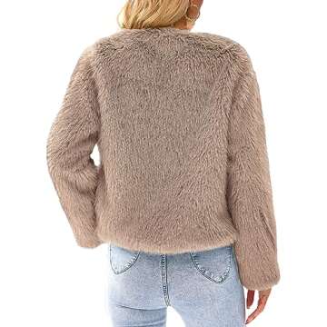 PRETTYGARDEN Women's 2025 Winter Coats Fleece Cropped Jacket Faux Fur Long Sleeve Pockets Shaggy War...