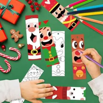 Haooryx Christmas Santa DIY Coloring Bookmarks 72pcs