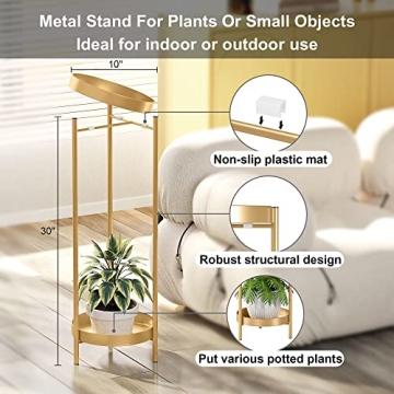 Fashionoda 30" Stylish Gold Plant Stand for Indoor & Outdoor