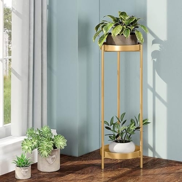Fashionoda 30" Stylish Gold Plant Stand for Indoor & Outdoor