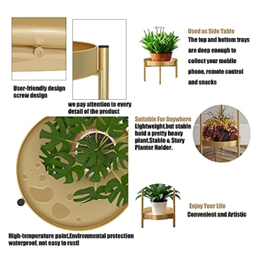 Fashionoda 30" Stylish Gold Plant Stand for Indoor & Outdoor