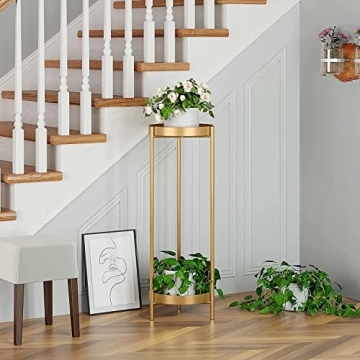Fashionoda 30" Stylish Gold Plant Stand for Indoor & Outdoor