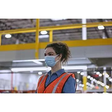 Single Use Disposable Face Masks, Comfort Earloop, Blue, Pack of 50