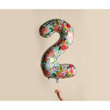 RIFLE PAPER CO. Garden Party Full Color Mylar Numbered Balloon (40" L, Decoration for Events, Celebrations, Holidays and Parties, Stylish Pattern), #2