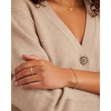 gorjana Women's Parker Mini Heart Necklace, 18K Gold Plated, Cable Chain, Interlocking Double Open Hearts, Infinity Charm