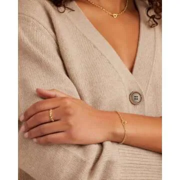 gorjana Women's Parker Mini Heart Necklace, 18K Gold Plated, Cable Chain, Interlocking Double Open Hearts, Infinity Charm