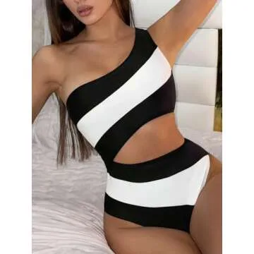 Leoparts Women's Color Block One Piece Swimsuit - Stylish & Chic