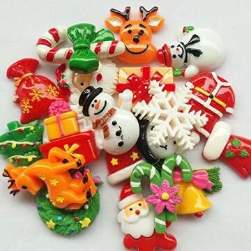 Dandan DIY 20pcs Mix Lots Christmas Tree Snow Beer Resin Flatback Button Art Album Flatback Scrapbooking Embellishments DIY Decoration Scrapbooking Craft Accessory