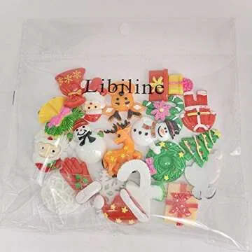 Dandan DIY 20pcs Mix Lots Christmas Tree Snow Beer Resin Flatback Button Art Album Flatback Scrapbooking Embellishments DIY Decoration Scrapbooking Craft Accessory