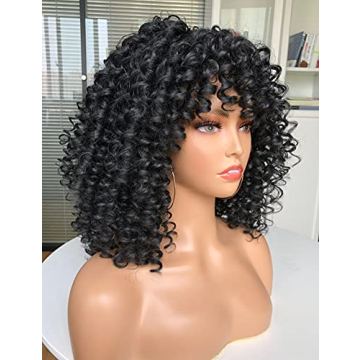 Afro Short Curly Wig with Bangs for Black Women