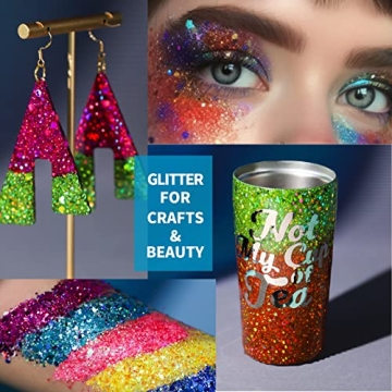 LEOBRO Glitter Set – 18 Color Chunky Glitter for Crafts