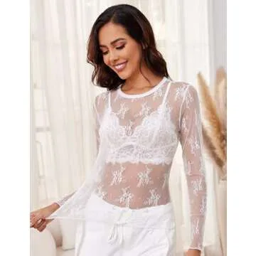 AKEWEI Sheer Mesh Top Women Sexy Clubwear Blouse
