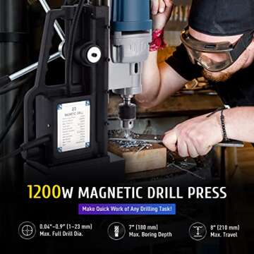 ZELCAN 1200W Electric Magnetic Drill Press with 0.9 inch Boring Diameter, Portable Heavy Duty Power ...
