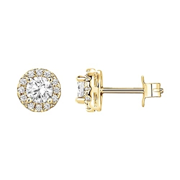 PAVOI Gold Plated Cubic Zirconia Halo Stud Earrings