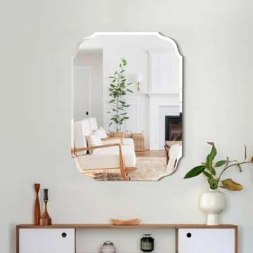 GOAND Silver Wall Mirror-Beveled Edge Frameless Mirror for Bathroom, Vanity, Bedroom,18X24inch Rectangle Mirror