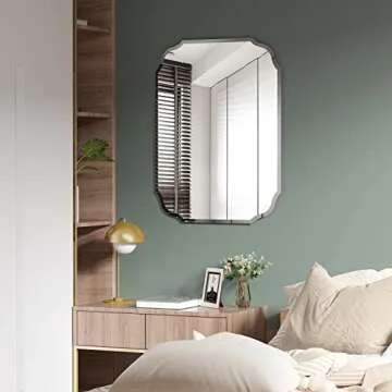 GOAND Silver Wall Mirror-Beveled Edge Frameless Mirror for Bathroom, Vanity, Bedroom,18X24inch Rectangle Mirror