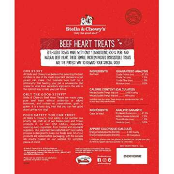 Stella & Chewy's Freeze-Dried Raw Single Ingredient Beef Heart Treats, 3 oz. Bag