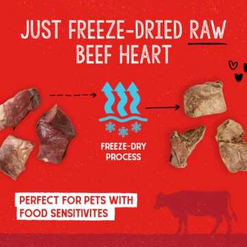 Stella & Chewy's Freeze-Dried Raw Single Ingredient Beef Heart Treats, 3 oz. Bag