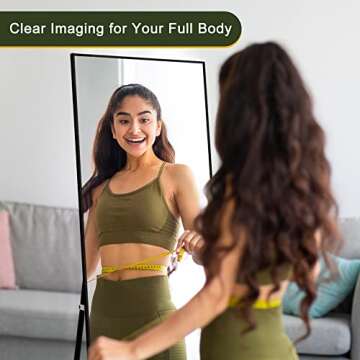 NicBex Full Length Mirror with Stand, 56"x19" Aluminum Alloy Frame Floor Mirror, Black, Shatter-Proof Glass - Free Standing, Leaning Against Wall or Wall-Mounted, for Bedroom Living Room Dressing Room