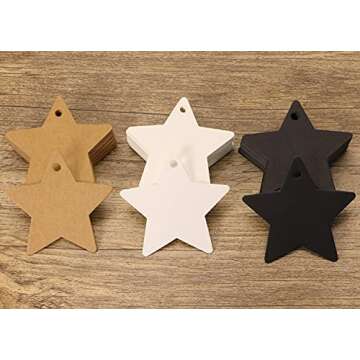 Tupalizy Star Gift Tags Blank Paper Hang Tags Labels with String for Gifts Bags Presents Bridal Show...