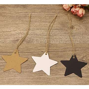 Tupalizy Star Gift Tags Blank Paper Hang Tags Labels with String for Gifts Bags Presents Bridal Shower Christmas Wedding Holiday Party Favors Jars Cans DIY Art Crafts Business, 90PCS (Mixed Color)