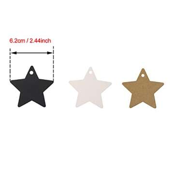 Tupalizy Star Gift Tags Blank Paper Hang Tags Labels with String for Gifts Bags Presents Bridal Shower Christmas Wedding Holiday Party Favors Jars Cans DIY Art Crafts Business, 90PCS (Mixed Color)