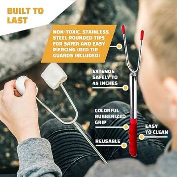 MalloMe Extra Long Smores Sticks - Perfect for Camping Fun