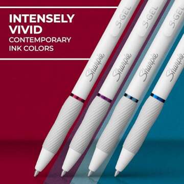 Sharpie S-Gel Pens, Fashion Barrel Gel Ink Pens, Pearl White Body, Medium Point Pens (0.7Mm), Writing Pens, Coloring Pens, Gel Pens For Journaling, Bold Jewel Color Assortment, 4 Count