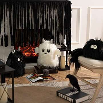 Ashler Halloween Ghost Pillows, Ghost Shaped Throw Pillow for Happy Halloween Decorative, Cute Spooky Ghost Cushion Gifts, Black Halloween Pillows, 10.5 X 14 Inches