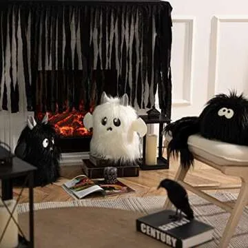 Ashler Halloween Ghost Pillows, Ghost Shaped Throw Pillow for Happy Halloween Decorative, Cute Spooky Ghost Cushion Gifts, Black Halloween Pillows, 10.5 X 14 Inches