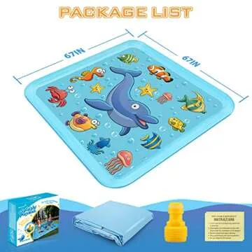 Growsland Splash pad - 67" Sprinkler for Kids Outdoor Toys Fun Summer Water Pool Sprinkler Play Mat Outside Backyard Water Toy for Baby Toddlers Girls Boys