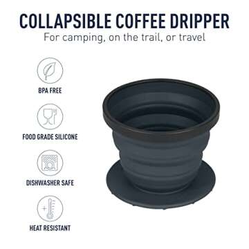 Sea to Summit X-Brew Collapsible Camping Coffee Dripper with Reusable Steel Filter, Pacific Blue