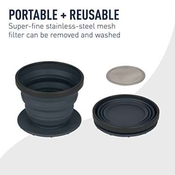 Sea to Summit X-Brew Collapsible Camping Coffee Dripper with Reusable Steel Filter, Pacific Blue