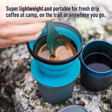 Sea to Summit X-Brew Collapsible Camping Coffee Dripper with Reusable Steel Filter, Pacific Blue