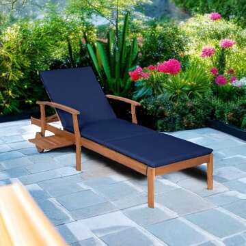Best Choice Products 79x26in Acacia Wood Chaise Lounge Chair Recliner, Outdoor Furniture for Patio, ...