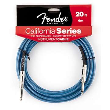 Fender California Series 20' Instrument Cable - Stellar Performance in Daphne Blue