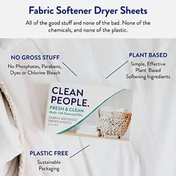 Clean People Fresh Scent Ultra Concentrated Laundry Detergent Sheets 32 count & Fabric Softener Sheets 120 count