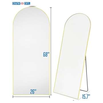 DMWOODFL Elegance Gold 68"x26" Arched Oversized Full-Length Mirror - Freestanding/Wall-Mountable/Lea...