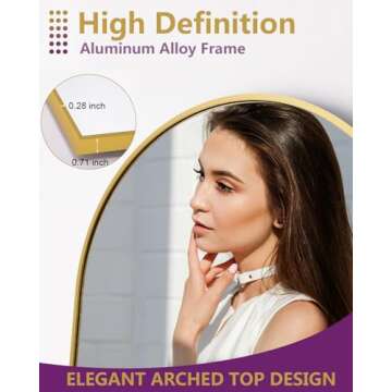 DMWOODFL Elegance Gold Arched Full-Length Mirror - 68 x 26