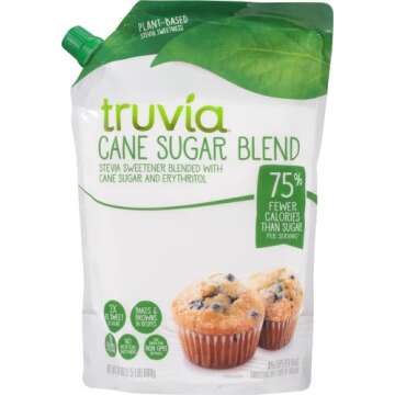 Truvia Cane Sugar Blend, Natural Stevia Sweetener and Cane Sugar, 24 oz (Pack of 4)