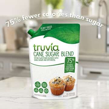 Truvia Cane Sugar Blend, Natural Stevia Sweetener and Cane Sugar, 24 oz (Pack of 4)